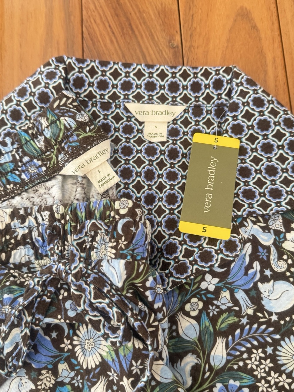 NWT Vera Bradley 100% Cotton Enchanted Woodland Pajama Set Size Small